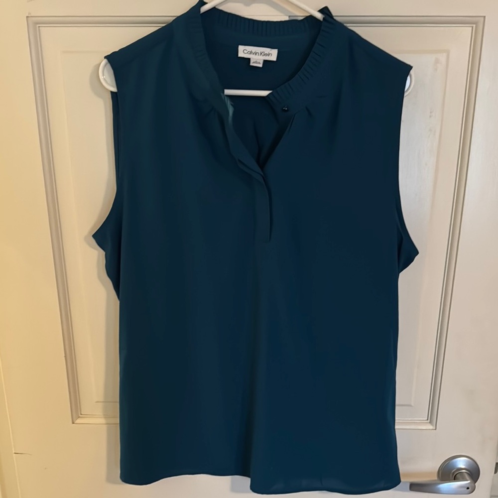 Calvin Klein Teal Sleeveless Blouse